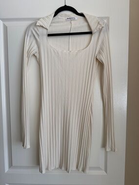 ReformationCream Long Sleeve Dress